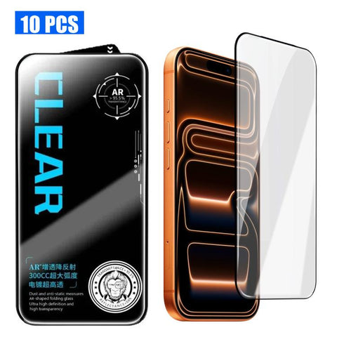 10pcs AR Anti-Reflection 300CC Electroplated High-Alumina Screen-Printed HD Tempered Glass Film, For iPhone Duo Outer Screen, For iPhone 18, For iPhone 18 Pro, For iPhone 18 Pro Max, For iPhone 17 Pro Max, For iPhone 17 Pro, For iPhone 17, For iPhone A...
