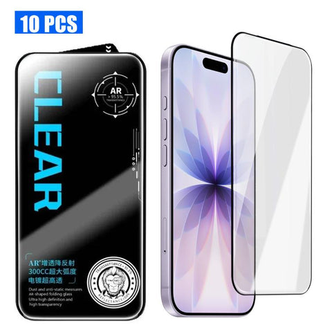10pcs AR Anti-Reflection 300CC Electroplated High-Alumina Screen-Printed HD Tempered Glass Film, For iPhone Duo Outer Screen, For iPhone 18, For iPhone 18 Pro, For iPhone 18 Pro Max, For iPhone 17 Pro Max, For iPhone 17 Pro, For iPhone 17, For iPhone A...