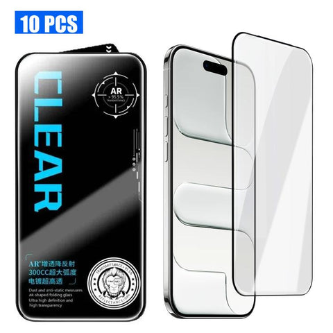 10pcs AR Anti-Reflection 300CC Electroplated High-Alumina Screen-Printed HD Tempered Glass Film, For iPhone Duo Outer Screen, For iPhone 18, For iPhone 18 Pro, For iPhone 18 Pro Max, For iPhone 17 Pro Max, For iPhone 17 Pro, For iPhone 17, For iPhone A...