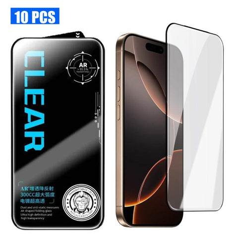 10pcs AR Anti-Reflection 300CC Electroplated High-Alumina Screen-Printed HD Tempered Glass Film, For iPhone Duo Outer Screen, For iPhone 18, For iPhone 18 Pro, For iPhone 18 Pro Max, For iPhone 17 Pro Max, For iPhone 17 Pro, For iPhone 17, For iPhone A...