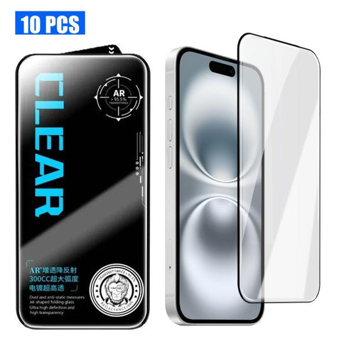 10pcs AR Anti-Reflection 300CC Electroplated High-Alumina Screen-Printed HD Tempered Glass Film, For iPhone Duo Outer Screen, For iPhone 18, For iPhone 18 Pro, For iPhone 18 Pro Max, For iPhone 17 Pro Max, For iPhone 17 Pro, For iPhone 17, For iPhone A...
