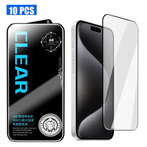 10pcs AR Anti-Reflection 300CC Electroplated High-Alumina Screen-Printed HD Tempered Glass Film, For iPhone Duo Outer Screen, For iPhone 18, For iPhone 18 Pro, For iPhone 18 Pro Max, For iPhone 17 Pro Max, For iPhone 17 Pro, For iPhone 17, For iPhone A...