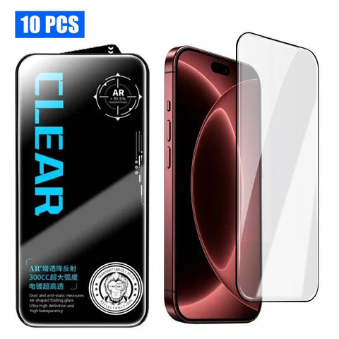 10pcs AR Anti-Reflection 300CC Electroplated High-Alumina Screen-Printed HD Tempered Glass Film, For iPhone Duo Outer Screen, For iPhone 18, For iPhone 18 Pro, For iPhone 18 Pro Max, For iPhone 17 Pro Max, For iPhone 17 Pro, For iPhone 17, For iPhone A...