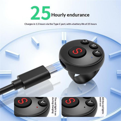 D11 BT Remote Control Ring Wearable Action Camera Controller For DJI Action, GoPro, Insta360 Action Cameras