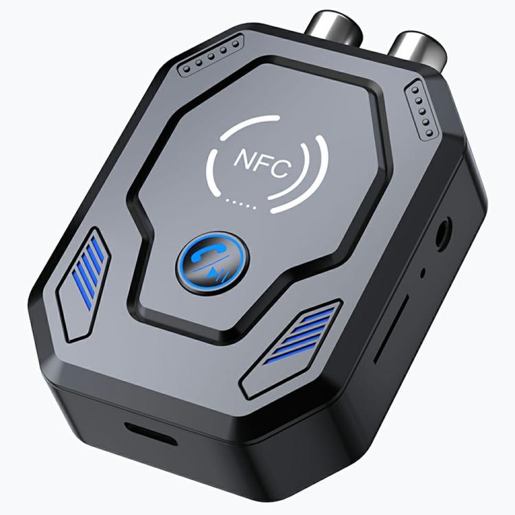 W24 AUX + RCA Dual Port & TF Card Slot NFC Bluetooth 5.4 Audio Transceiver Car Audio Adapter