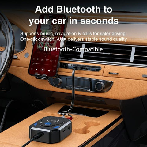 W24 AUX + RCA Dual Port & TF Card Slot NFC Bluetooth 5.4 Audio Transceiver Car Audio Adapter