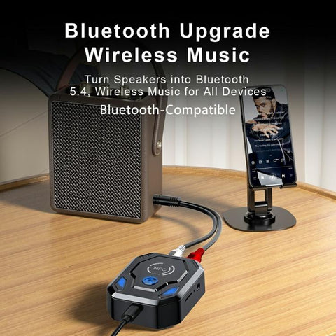 W24 AUX + RCA Dual Port & TF Card Slot NFC Bluetooth 5.4 Audio Transceiver Car Audio Adapter