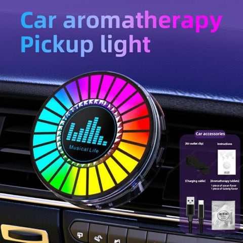 L030 Car Air Vent RGB Aroma Diffuser Voice-Controlled LED Rhythm Ambient Light