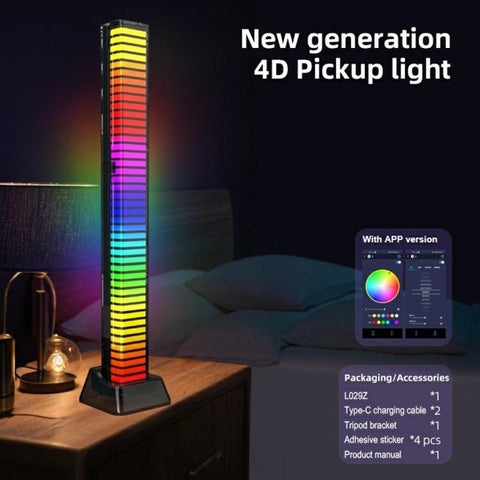 L029 Rechargeable 4D RGB Bluetooth Music Rhythm Light Sound Pickup LED Strip with APP Control, L029