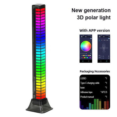 L026 Type-C Rechargeable RGB Music Rhythm Atmosphere Light For Gaming Car Desk APP Control, L026