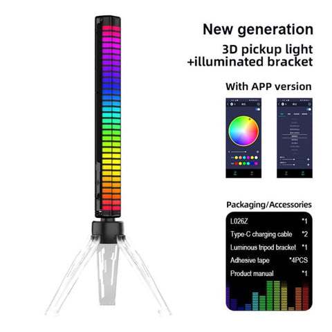 L026Z Music Sync Sound-activated Pickup Gaming Ambient Lamp with Illuminated Bracket, L026Z
