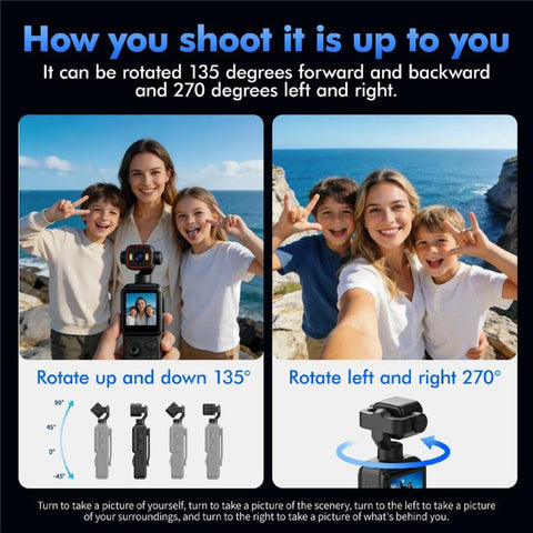D2 4K Action Camera 270 Degree Rotation Lens 1.54 inch HD Screen WiFi Sports Camera with LED Light, D2