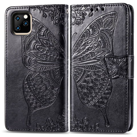 Butterfly Love Flowers Embossing Horizontal Flip Leather Case For iPhone XIR （2019) with Holder & Card Slots & Wallet & Lanyard, For iPhone 11