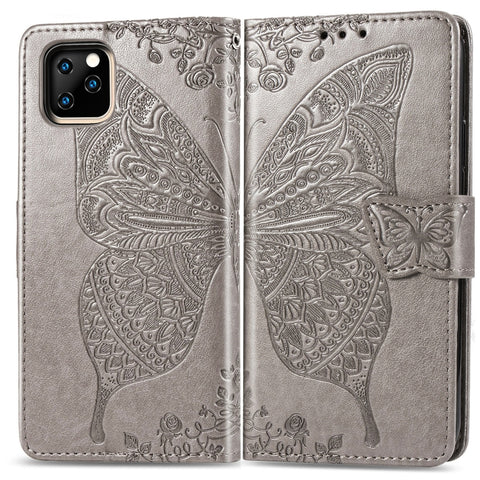 Butterfly Love Flowers Embossing Horizontal Flip Leather Case For iPhone XIR （2019) with Holder & Card Slots & Wallet & Lanyard, For iPhone 11