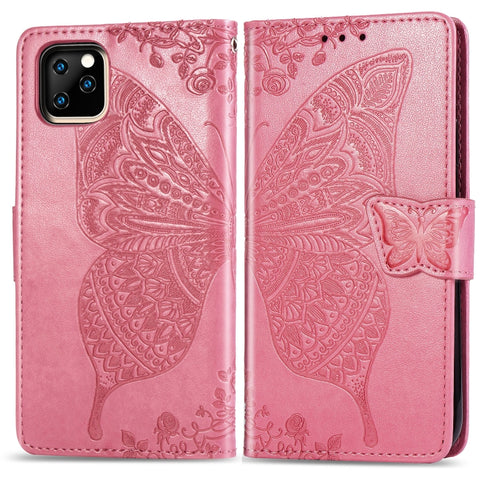 Butterfly Love Flowers Embossing Horizontal Flip Leather Case For iPhone XIR （2019) with Holder & Card Slots & Wallet & Lanyard, For iPhone 11