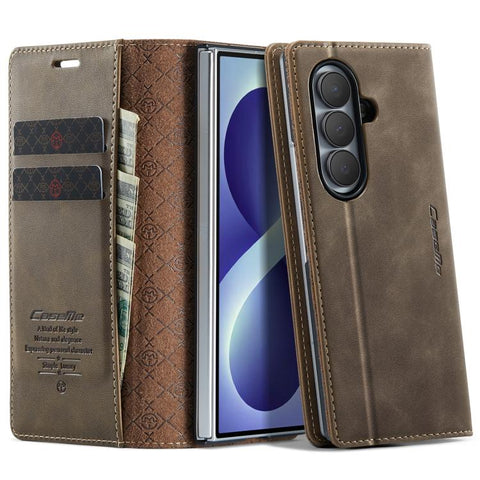 CaseMe 033 Calf Leather Lining Microfibre RFID Blocking Phone Case, For Galaxy Z Fold8 5G, For Galaxy Z Fold8 Ultra 5G