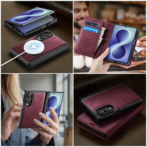 CaseMe C49 Magnetic RFID Blocking Detachable Wallet Leather Phone Case, For Galaxy Z Fold8 5G, For Galaxy Z Fold8 Ultra 5G