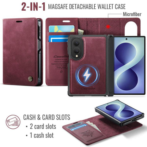 CaseMe C49 Magnetic RFID Blocking Detachable Wallet Leather Phone Case, For Galaxy Z Fold8 5G, For Galaxy Z Fold8 Ultra 5G
