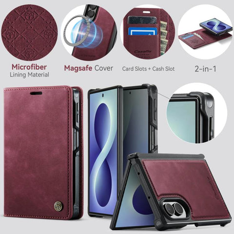 CaseMe C49 Magnetic RFID Blocking Detachable Wallet Leather Phone Case, For Galaxy Z Fold8 5G, For Galaxy Z Fold8 Ultra 5G