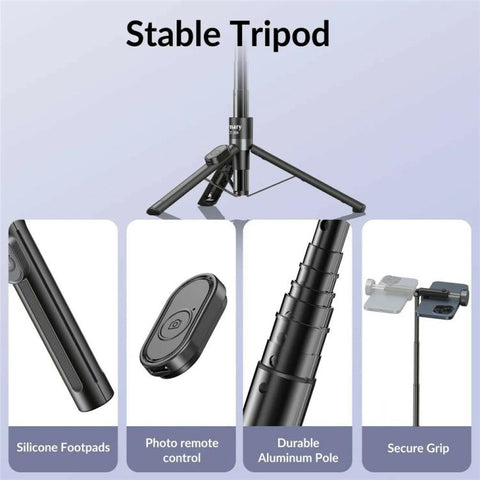 JMARY KT-209 98.5cm Selfie Stick Aluminum Alloy Foldable Tripod with Wireless Remote for Live Streaming, KT-209