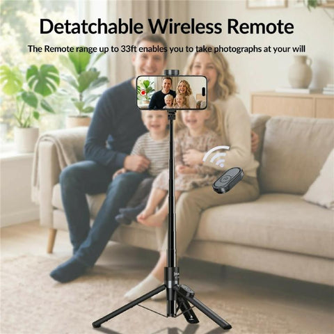 JMARY KT-209 98.5cm Selfie Stick Aluminum Alloy Foldable Tripod with Wireless Remote for Live Streaming, KT-209