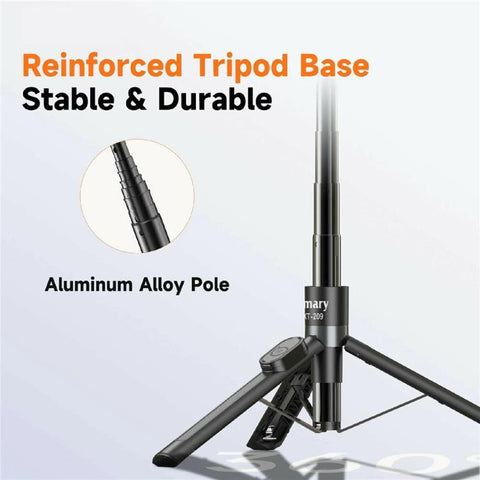 JMARY KT-209 98.5cm Selfie Stick Aluminum Alloy Foldable Tripod with Wireless Remote for Live Streaming, KT-209