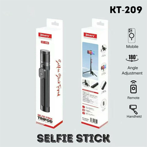 JMARY KT-209 98.5cm Selfie Stick Aluminum Alloy Foldable Tripod with Wireless Remote for Live Streaming, KT-209