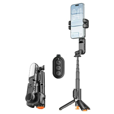 Q51 AI Tracking Selfie Stick Gimbal Stabilizer with RGB Fill Light Gesture Control Tripod for Vlogging Live Streaming, Q51