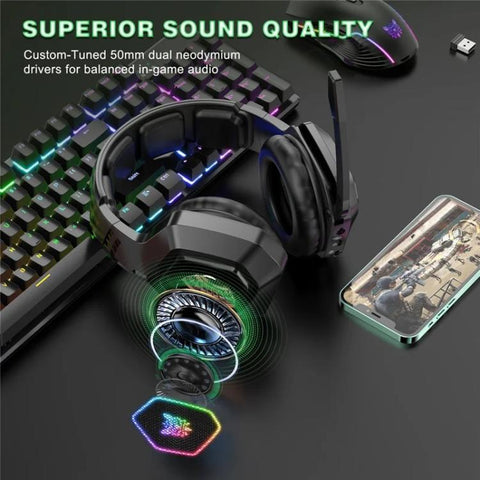 ONIKUMA B100 RGB Light 2.4G Wireless BT5.3 / Wired Over-ear Headset