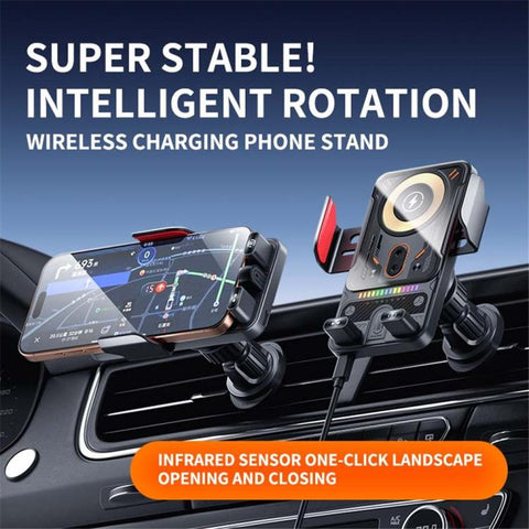 F19 15W Fast Charging Auto Clamping Magnetic Phone Holder Wireless Car Charger