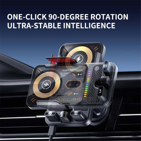 F19 15W Fast Charging Auto Clamping Magnetic Phone Holder Wireless Car Charger
