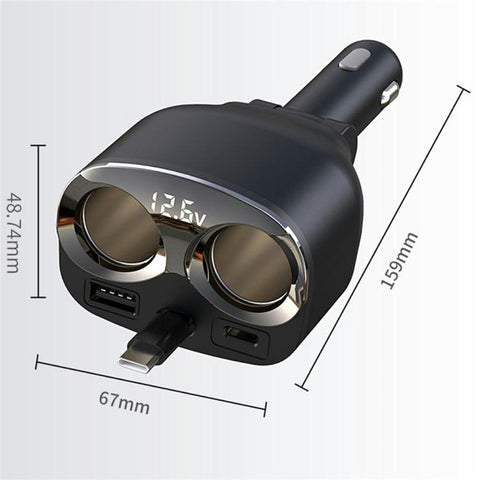 GE12 Voltage Display Independent Switch Multi-Port Car Charger 120W Cigarette Lighter Socket, GE12