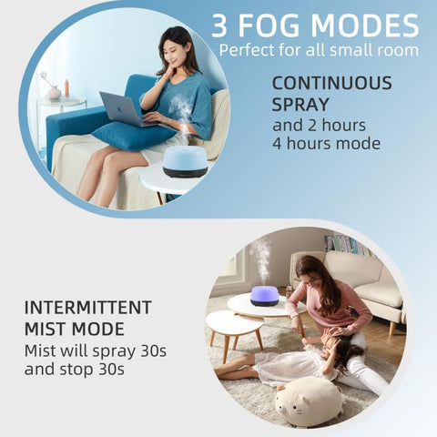 300ml Aromatherapy Diffuser, Essential Oil Diffuser with 7 Color Changing LED Lights, Ultrasonic Cool Mist Humidifier for Bedroom, Home, Office, White Wood Grain, Light Wood Grain, White, Dark Wood Grain