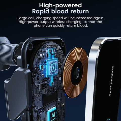 X14s 15W Wireless Car Charger 360 Degree Rotating Auto-Clamping Vent Mount Phone Holder, X14s (Silver), X14s (Tarnish)