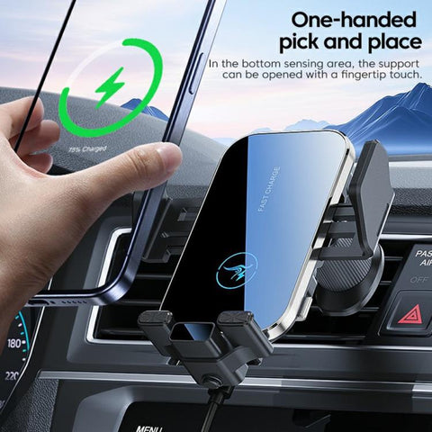 X14s 15W Wireless Car Charger 360 Degree Rotating Auto-Clamping Vent Mount Phone Holder, X14s (Silver), X14s (Tarnish)