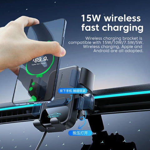 X17 15W Qi Wireless Charger Car 360-Degree Rotating Air Vent Phone Holder, X17