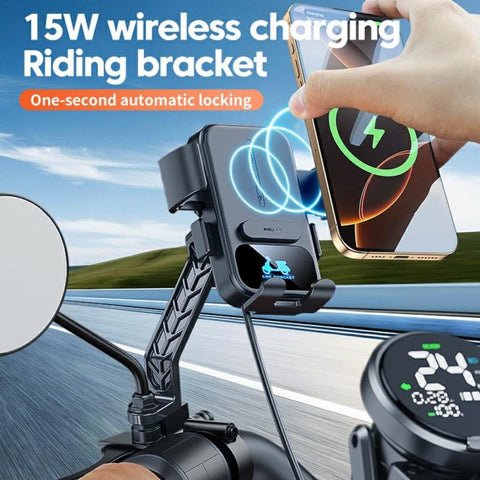 X18 15W Wireless Charging Phone Mount Waterproof 360-Degree Rotation for Electric Motorcycles, X18
