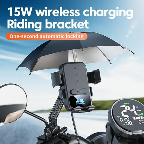 X18 15W Wireless Charging Phone Mount Waterproof 360-Degree Rotation for Electric Motorcycles, X18