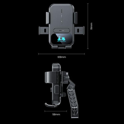 X18 15W Wireless Charging Phone Mount Waterproof 360-Degree Rotation for Electric Motorcycles, X18