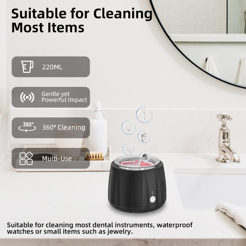 Ultrasonic Cleaning Machine 220ml Portable Ultrasonic Cleaner for Dentures, Glasses, Jewelry Cleaner, EU Plug, US Plug, UK Plug