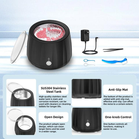 Ultrasonic Cleaning Machine 220ml Portable Ultrasonic Cleaner for Dentures, Glasses, Jewelry Cleaner, EU Plug, US Plug, UK Plug