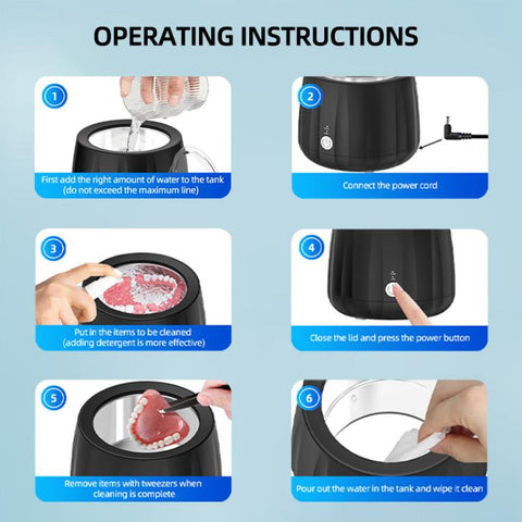 Ultrasonic Cleaning Machine 220ml Portable Ultrasonic Cleaner for Dentures, Glasses, Jewelry Cleaner, EU Plug, US Plug, UK Plug