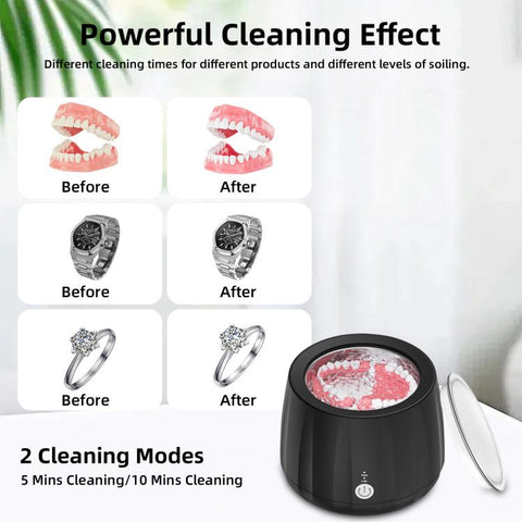 Ultrasonic Cleaning Machine 220ml Portable Ultrasonic Cleaner for Dentures, Glasses, Jewelry Cleaner, EU Plug, US Plug, UK Plug