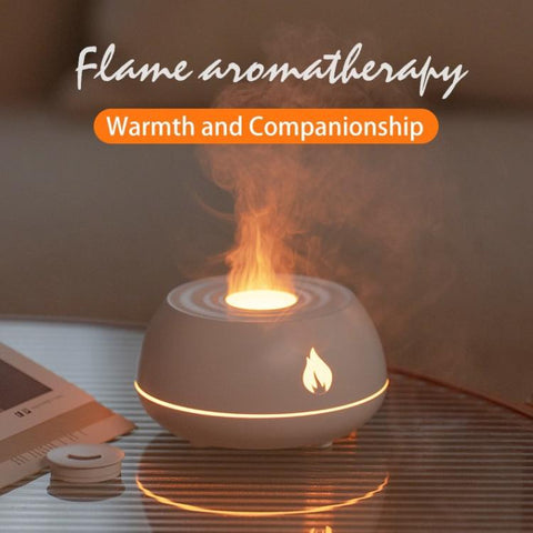 Flame Essential Oil Diffuser 130ml Ultrasonic Aromatherapy Humidifier, 7 Color Gradient Light, Black, White