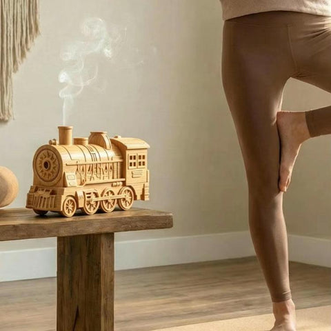 Vintage Railway Humidifier 300ml Jellyfish Mist Aroma Diffuser 4 LED Light Modes Remote Timer Christmas Birthday Creative Gift, US Plug, UK Plug, EU Plug, AU Plug