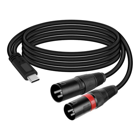 JUNSUNMAY Type-C to Dual XLR Male Audio Adapter Cable for Amplifier / Speaker and More, Type-C to Dual XLR Male