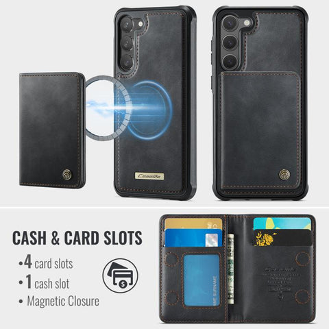 CaseMe Me80 Series Detachable Wallet Magnetic RFID Vegan Leather Phone Case, For Galaxy S23 5G