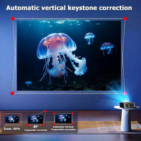 T20 Android 11 4000 Lumens 4K/8K Decode 1080P Native Auto Focus and Keystone Projector, UK Plug, US Plug, EU Plug, AU Plug