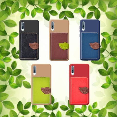 Litchi Pattern Card Bag Wallet Bracket + TPU Phone Case with Card Slot Wallet Bracket Function For Galaxy A50, Black, Green, Brown, Red, Blue