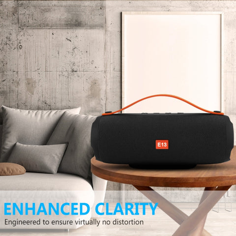 E13 Mini Portable Wireless Bluetooth Speaker Stereo Speakerphone Radio Music Subwoofer Column Speakers with TF FM, RED, BLUE, BLACK